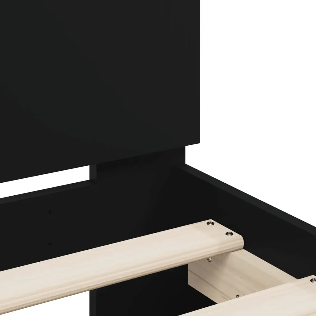 Bed Frame with Headboard Bedroom Use 90x190 cm Black Engineered Wood