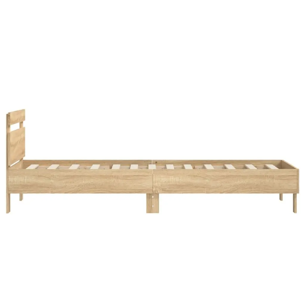 Bed Frame Headboard 90x190 cm Brown Engineered Wood Slatted Base