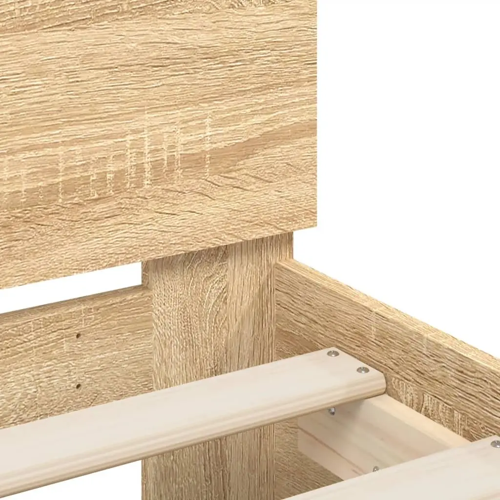 Bed Frame Headboard 90x190 cm Brown Engineered Wood Slatted Base