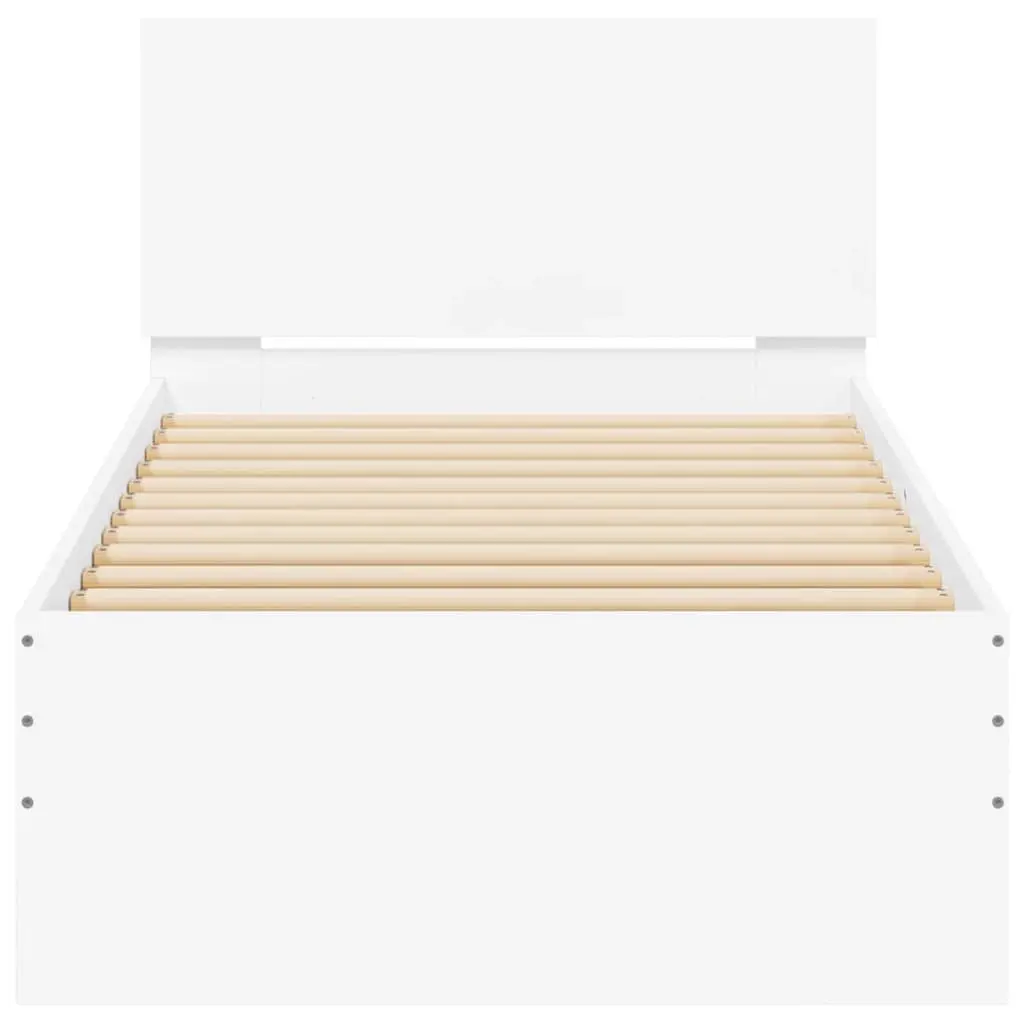 Bed Frame RGB LED Lights Headboard Engineered Wood 90x190 cm White