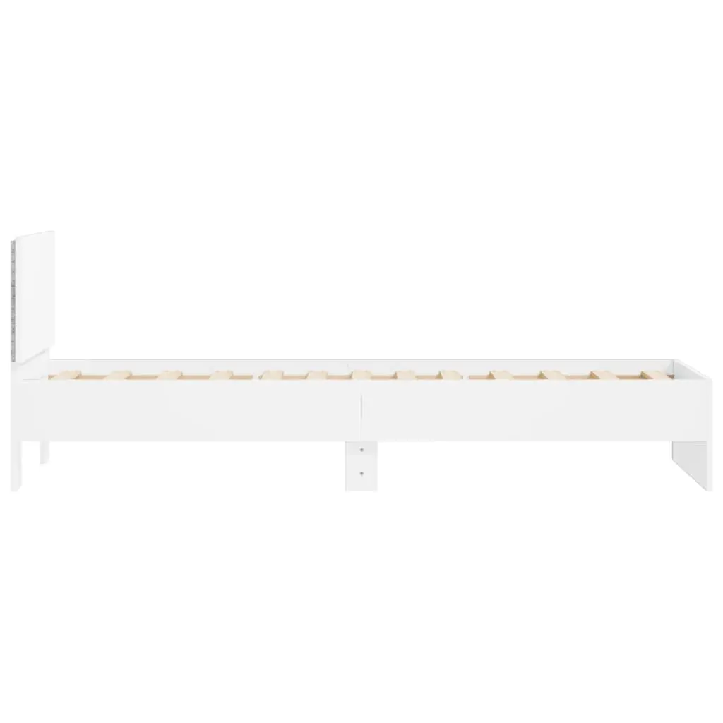 Bed Frame RGB LED Lights Headboard Engineered Wood 90x190 cm White