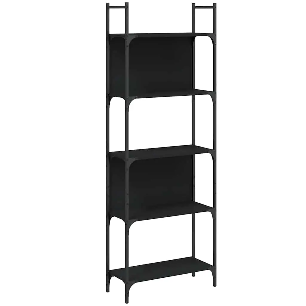 5-Tier Bookshelf Storage Display Unit 166.5cm Black Engineered Wood