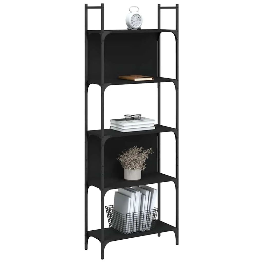 5-Tier Bookshelf Storage Display Unit 166.5cm Black Engineered Wood
