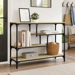 Console Table Sonoma Oak Brown Engineered Wood Hallway Accent Furniture Storage