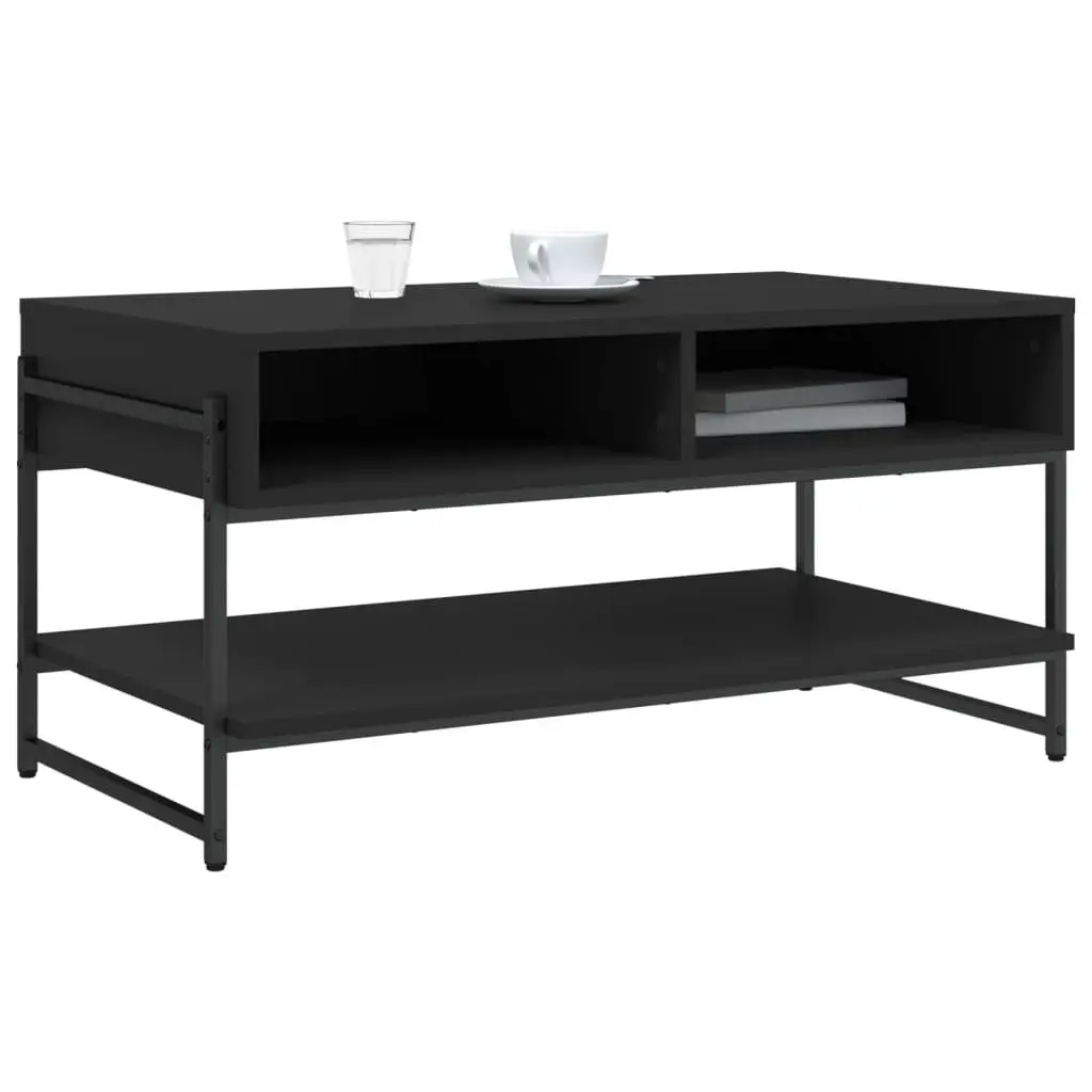 Coffee Table Black 90x50x45cm Living Room Accent Table with Storage Space