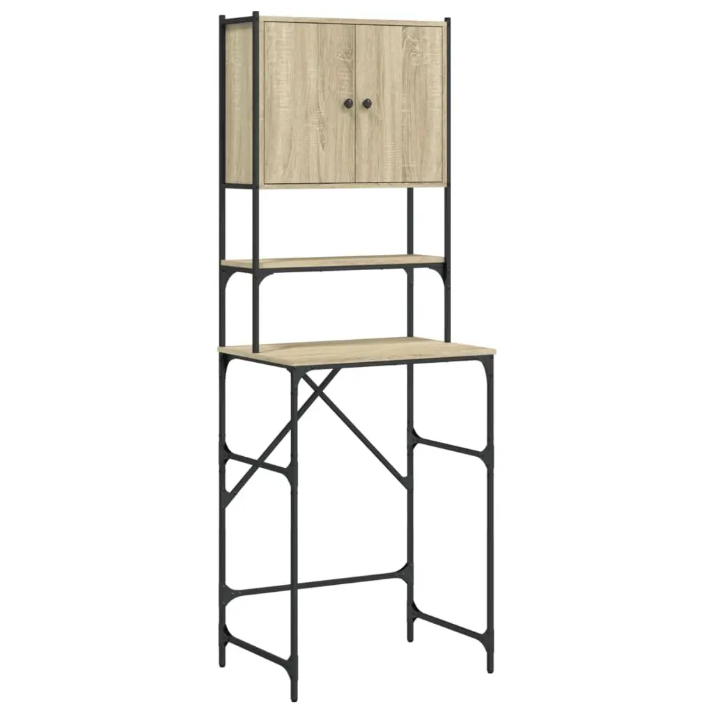 Washing Machine Cabinet Storage Organiser Sonoma Oak Engineered Wood 68 x 48.5 x 194 cm