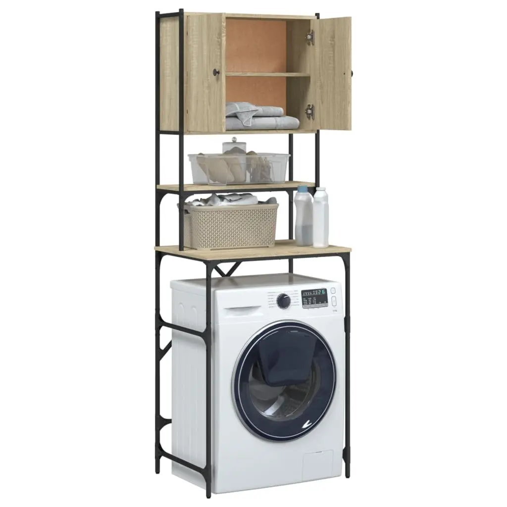 Washing Machine Cabinet Storage Organiser Sonoma Oak Engineered Wood 68 x 48.5 x 194 cm
