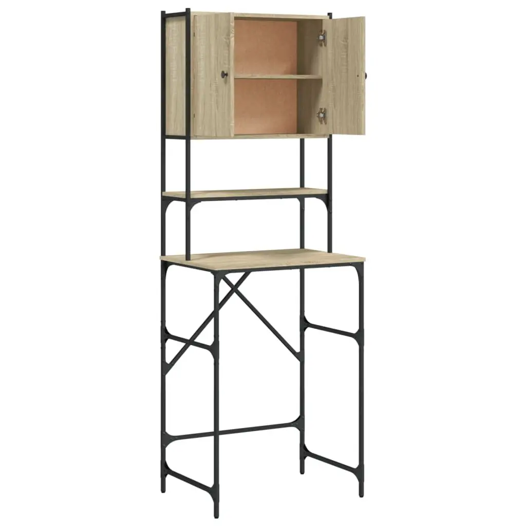 Washing Machine Cabinet Storage Organiser Sonoma Oak Engineered Wood 68 x 48.5 x 194 cm