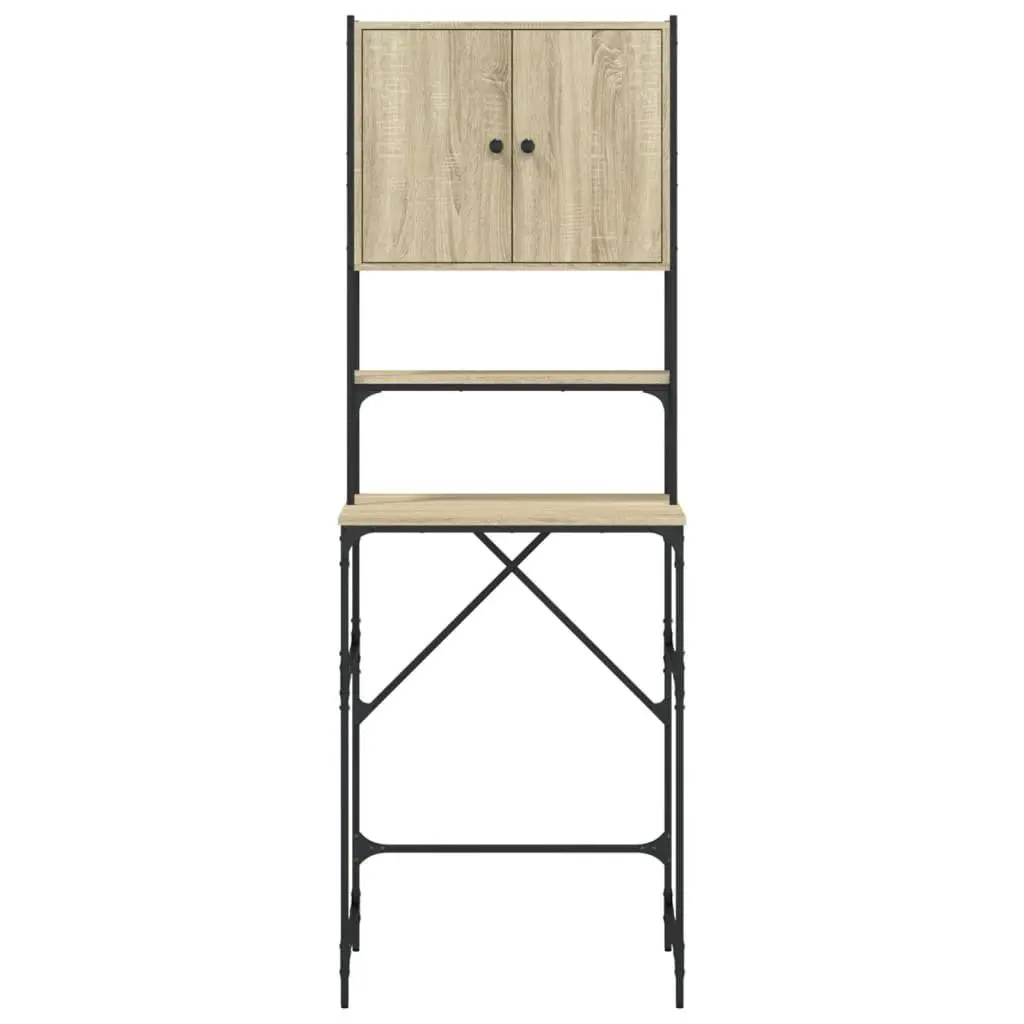 Washing Machine Cabinet Storage Organiser Sonoma Oak Engineered Wood 68 x 48.5 x 194 cm