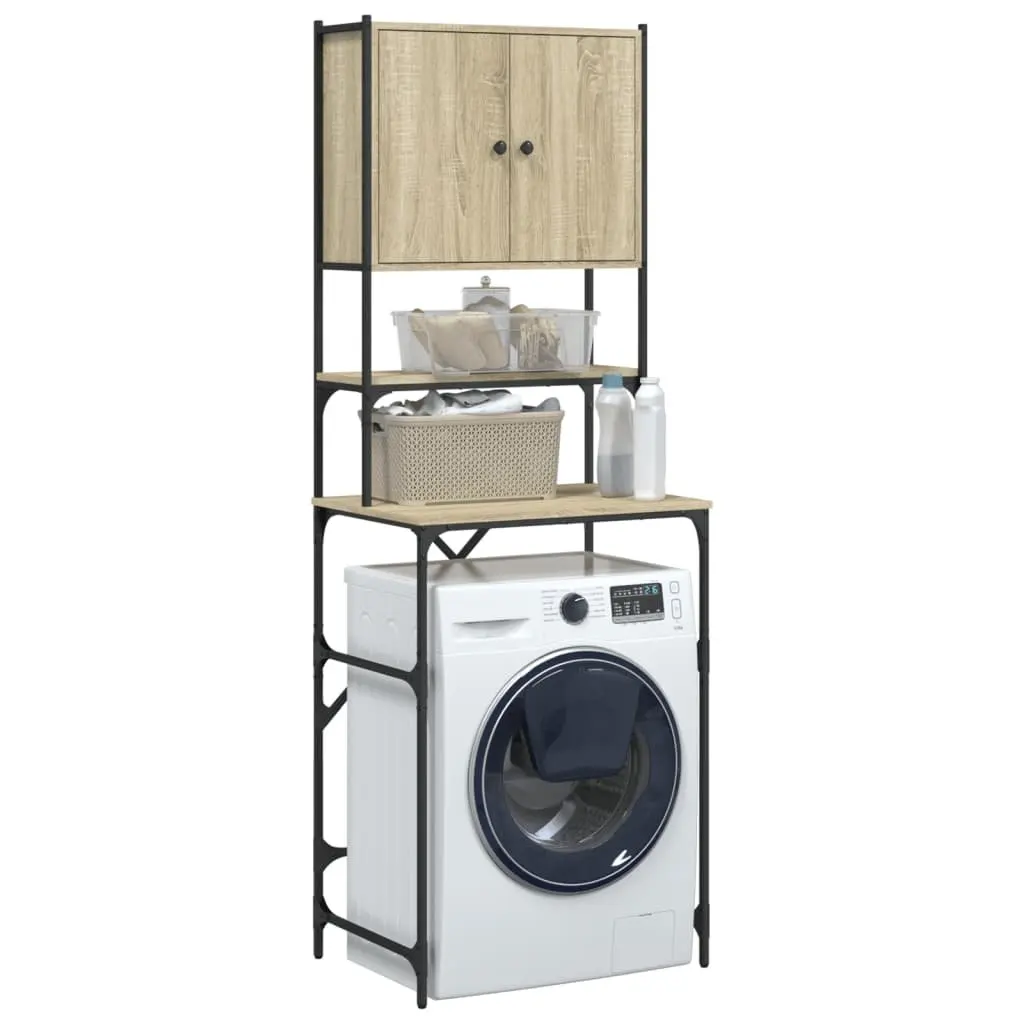 Washing Machine Cabinet Storage Organiser Sonoma Oak Engineered Wood 68 x 48.5 x 194 cm