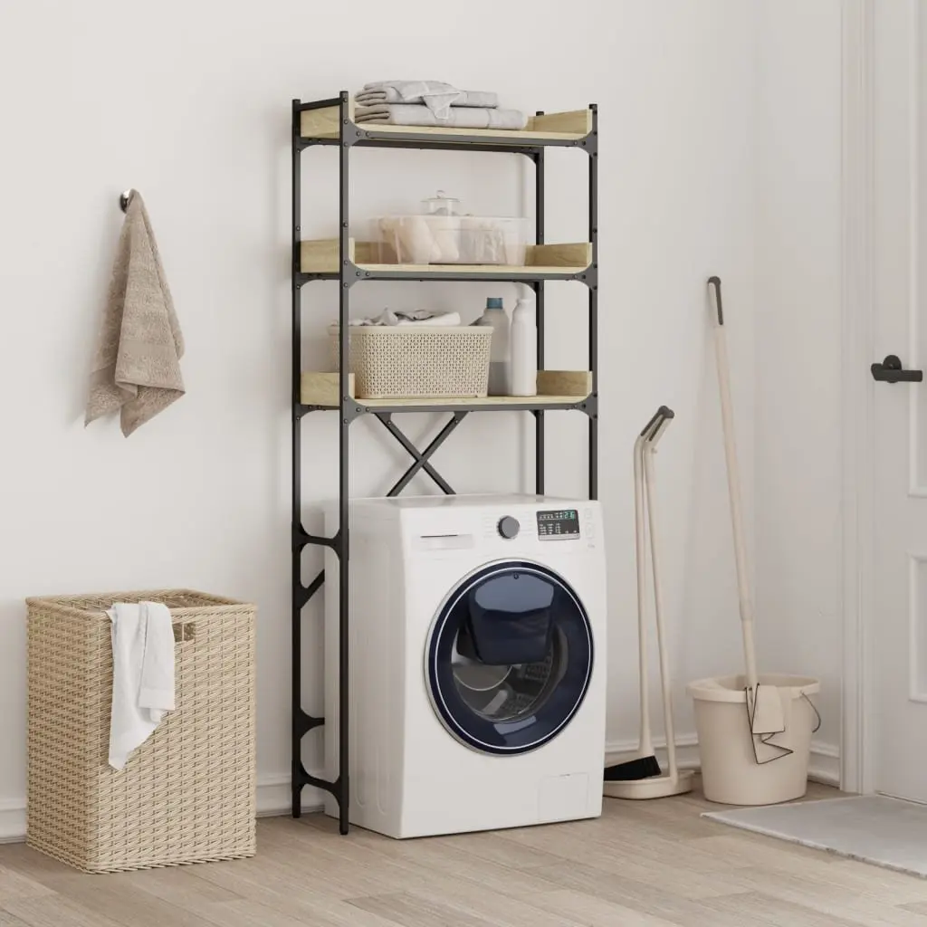 Washing Machine Shelf 3-Tier Storage Organiser Sonoma Oak Laundry Room