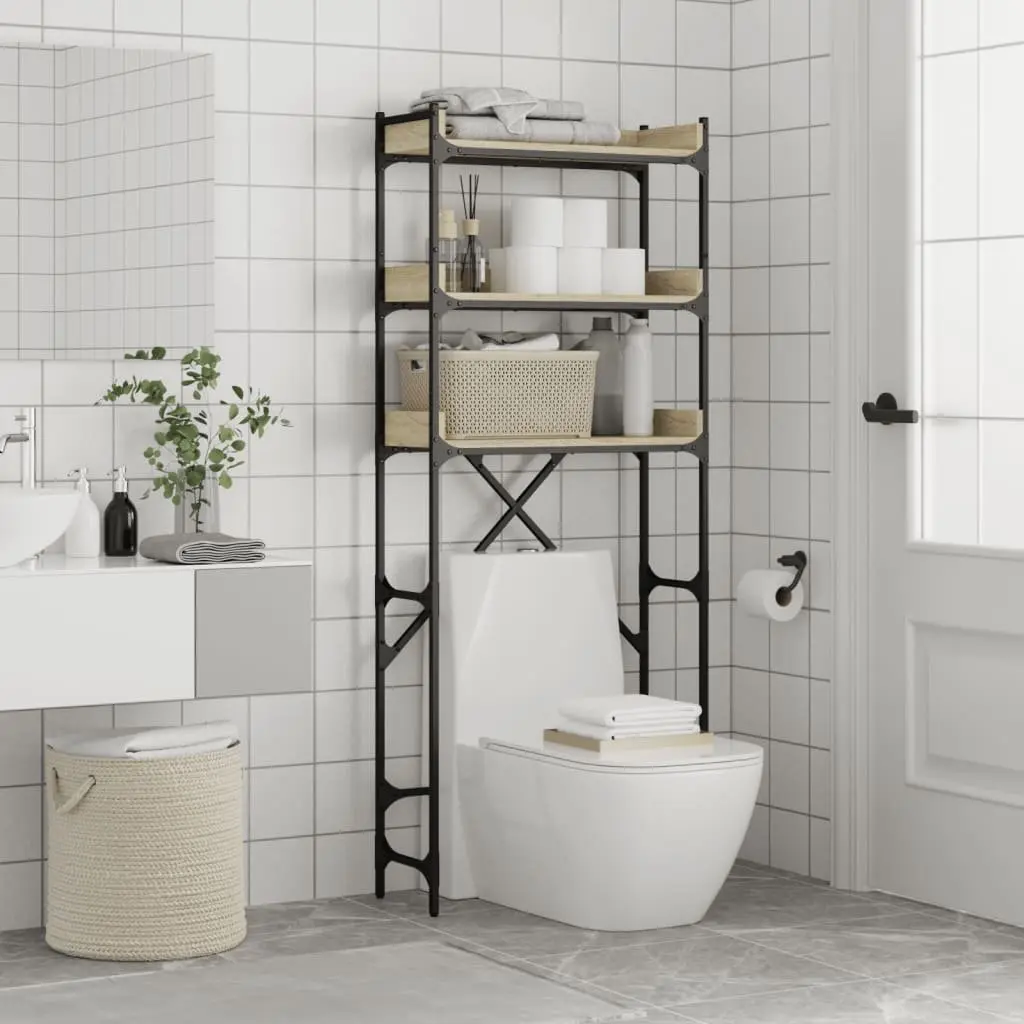 Washing Machine Shelf 3-Tier Storage Organiser Sonoma Oak Laundry Room