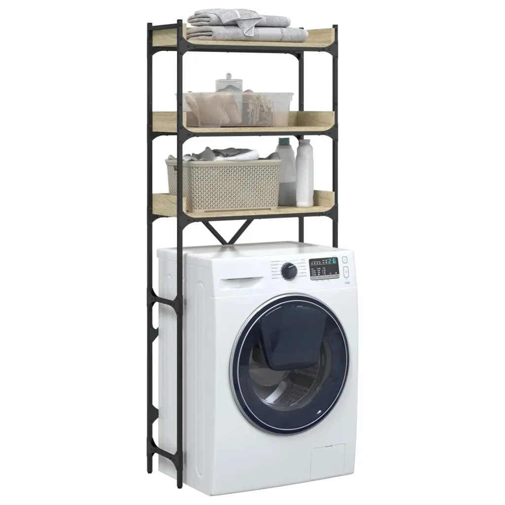 Washing Machine Shelf 3-Tier Storage Organiser Sonoma Oak Laundry Room