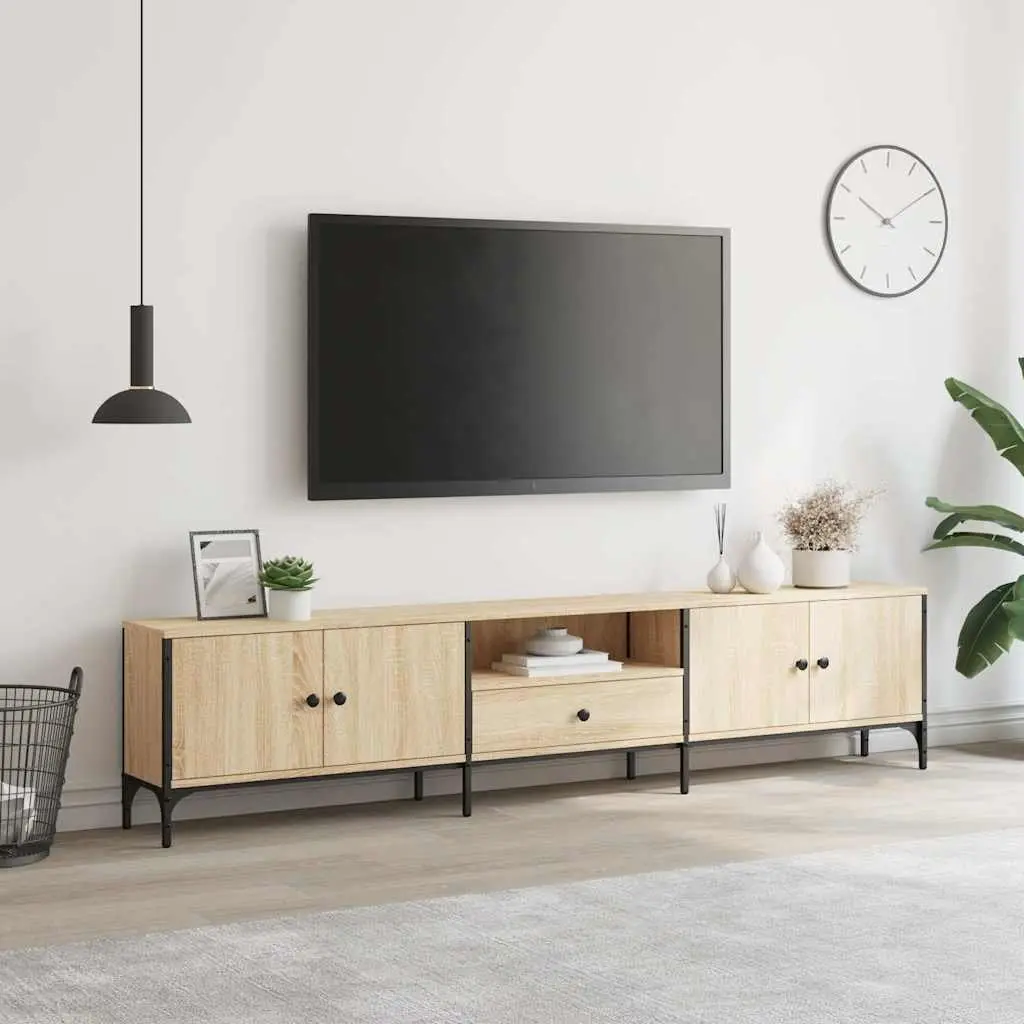 TV Cabinet Media Storage Unit 200W x 25D x 44H cm Brown Engineered Wood