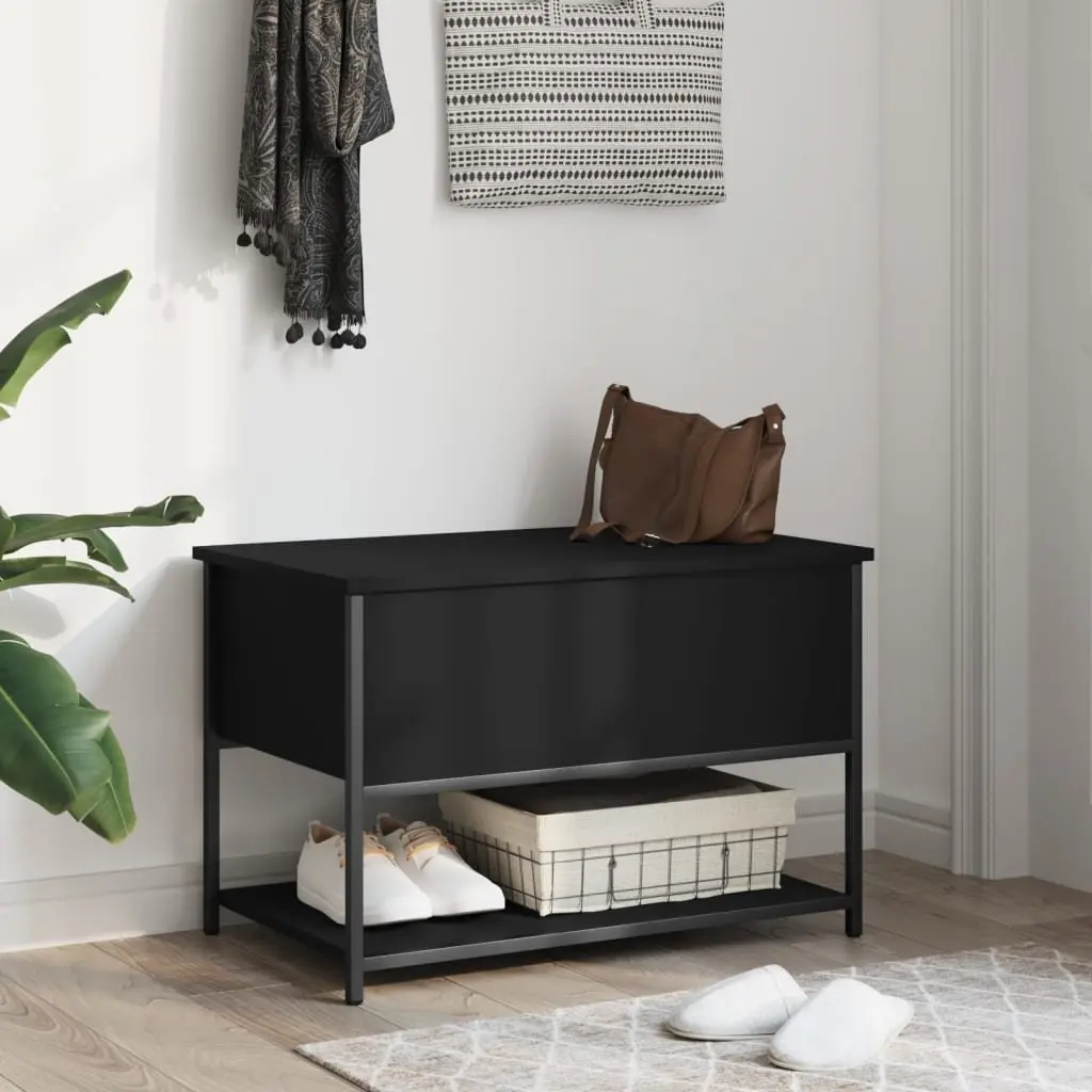 Storage Bench Black 70x42.5x47cm Hallway Shoe Bench Entryway Seating Organiser