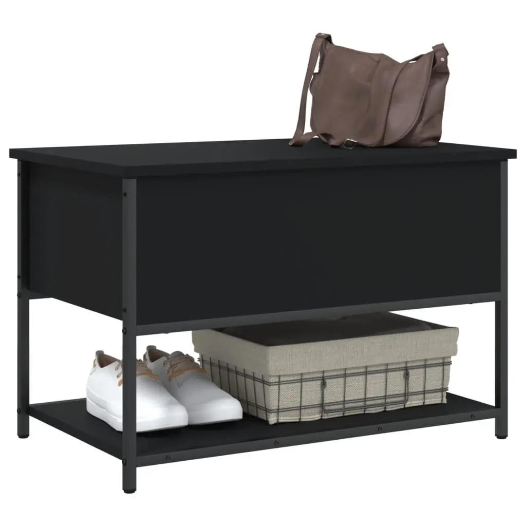 Storage Bench Black 70x42.5x47cm Hallway Shoe Bench Entryway Seating Organiser