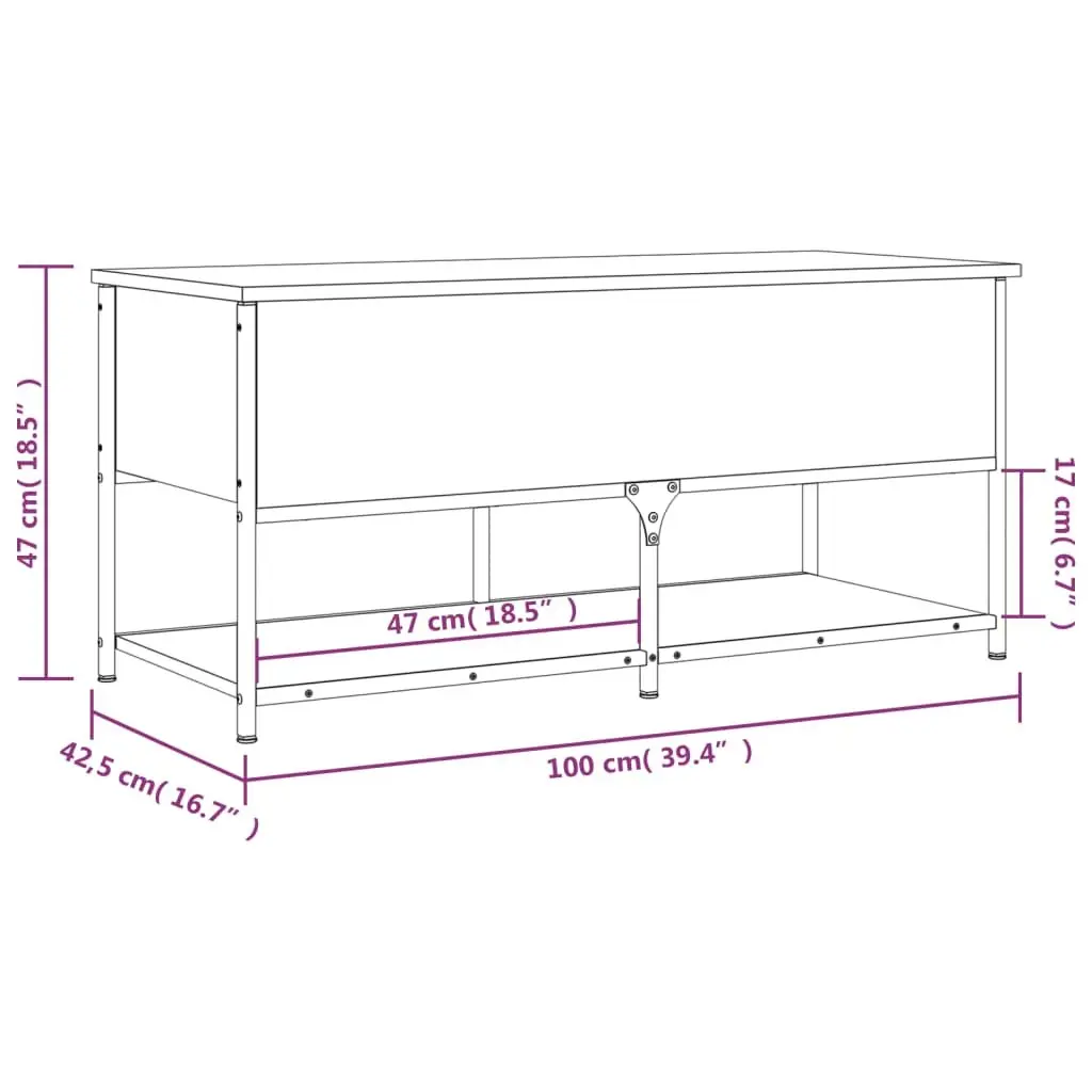 Storage Bench Black 100x42.5x47 cm Hallway Entryway Shoe Organiser Seating