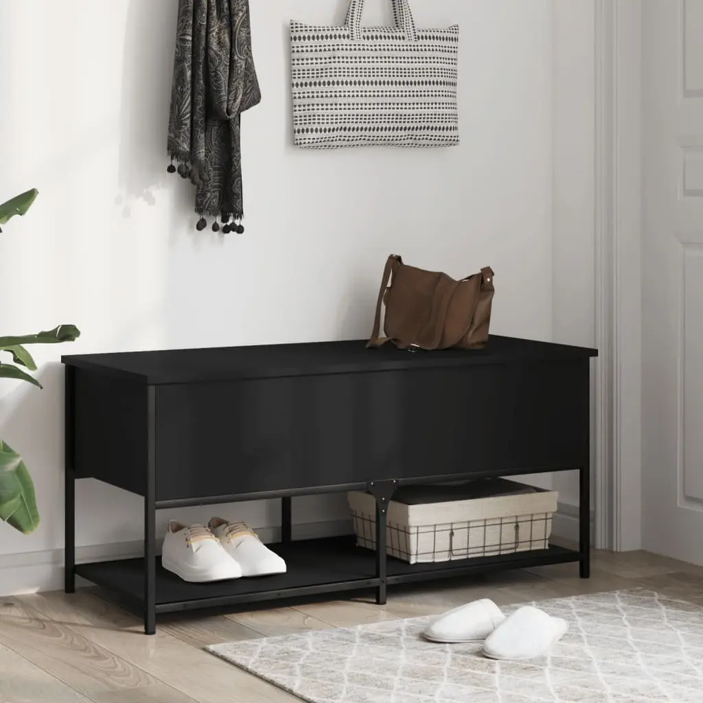 Storage Bench Black 100x42.5x47 cm Hallway Entryway Shoe Organiser Seating