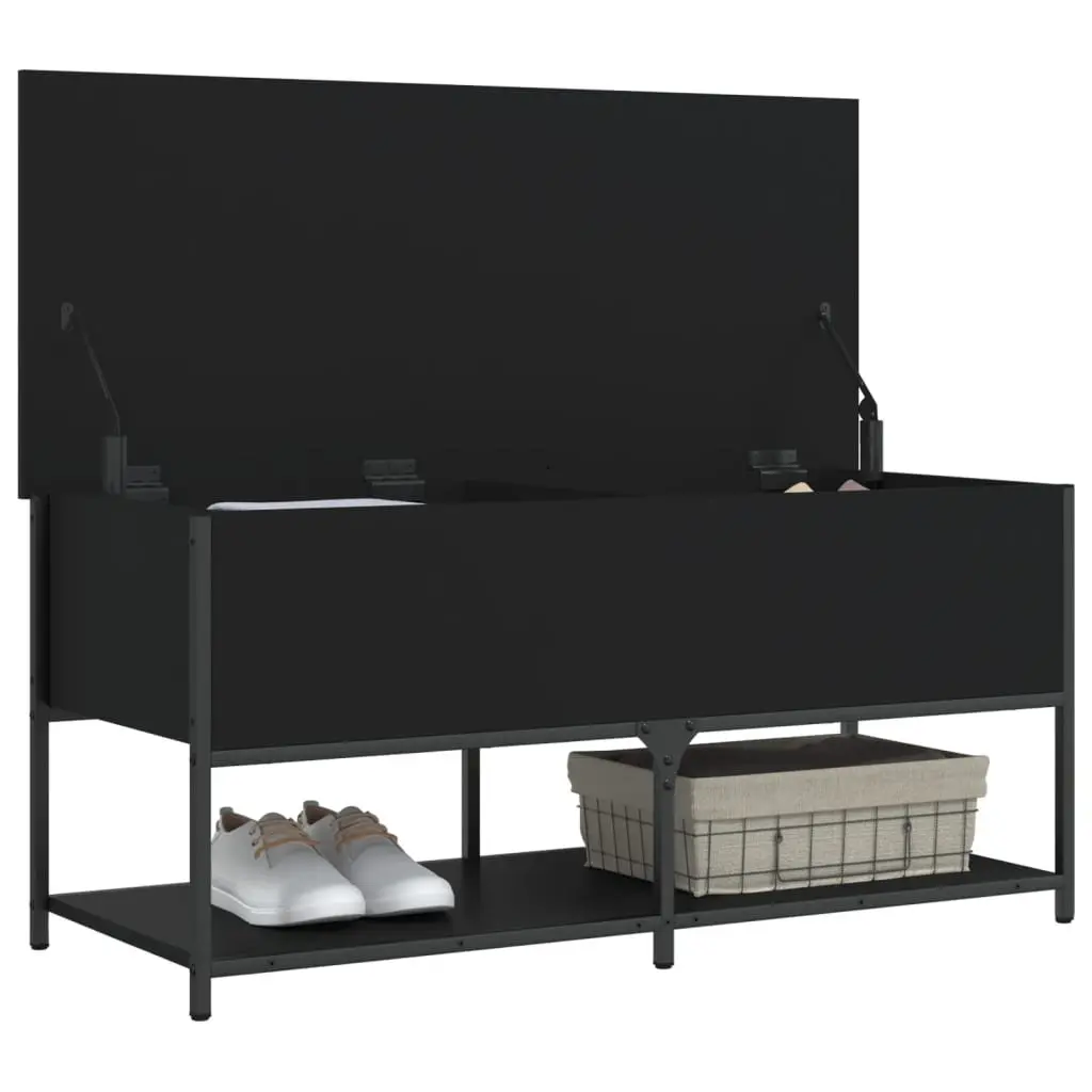 Storage Bench Black 100x42.5x47 cm Hallway Entryway Shoe Organiser Seating