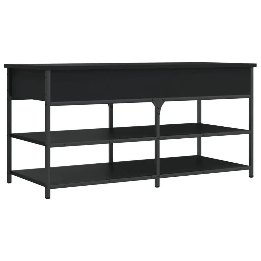 Storage Bench Black Hallway Shoe Organiser Engineered Wood Lift Top Entryway
