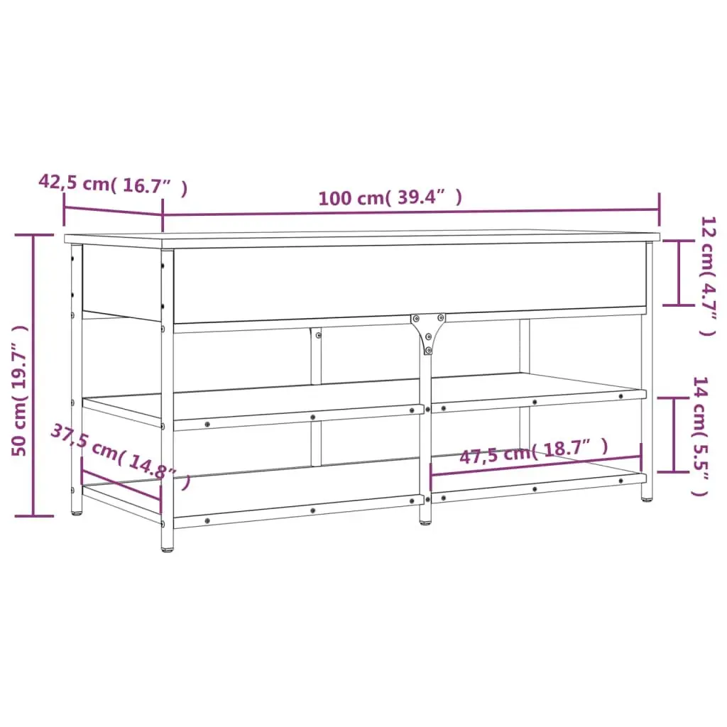 Storage Bench Black Hallway Shoe Organiser Engineered Wood Lift Top Entryway