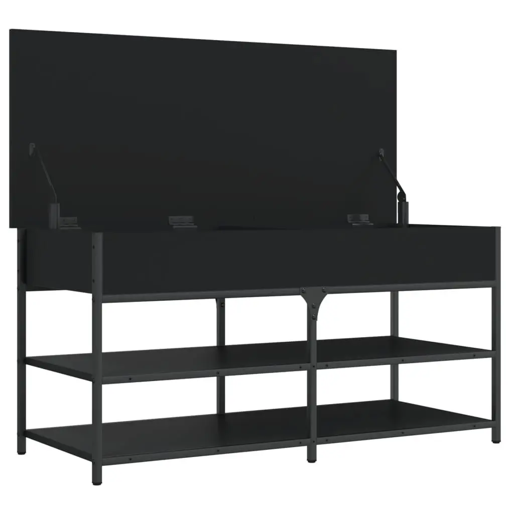 Storage Bench Black Hallway Shoe Organiser Engineered Wood Lift Top Entryway