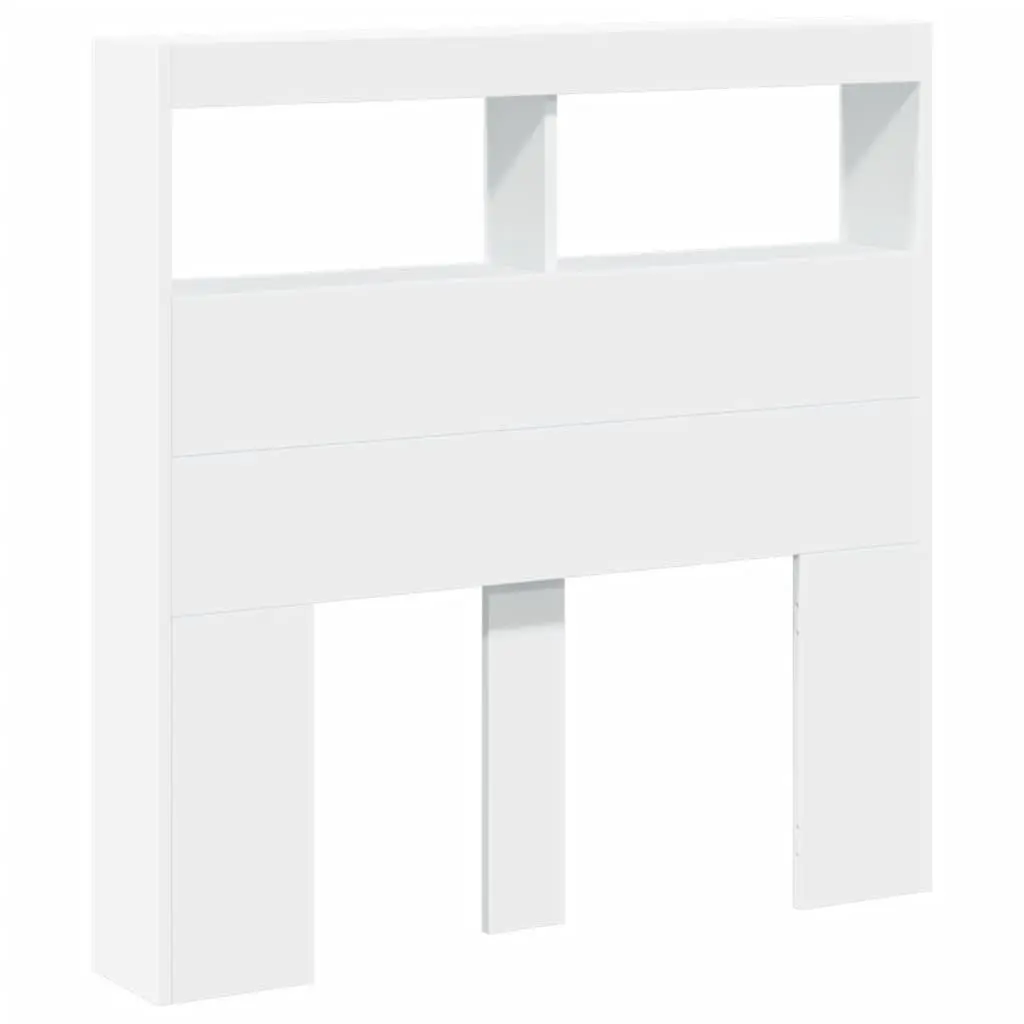 Headboard Cabinet RGB LED Lights White 100cm Modern Bedroom Storage