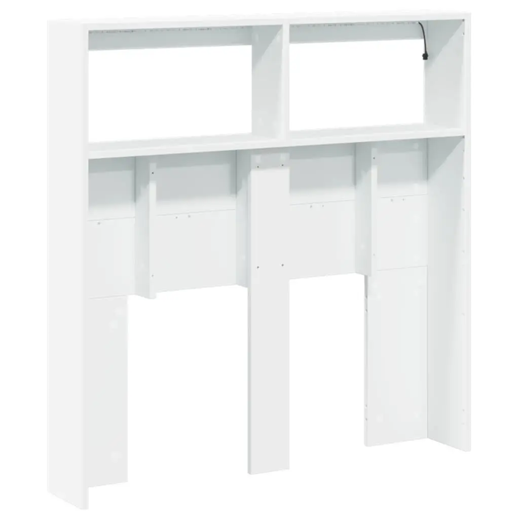 Headboard Cabinet RGB LED Lights White 100cm Modern Bedroom Storage