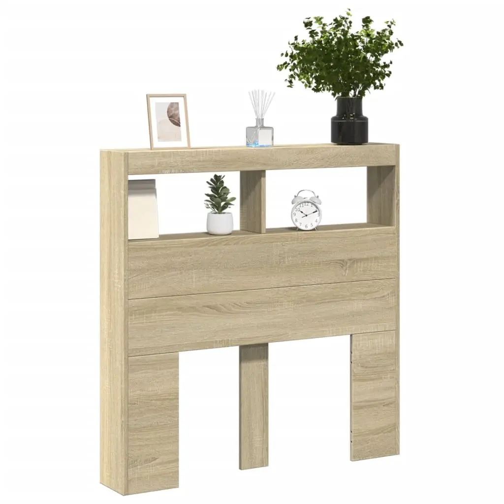 Headboard Cabinet Storage with RGB LED Lights 100 cm Brown
