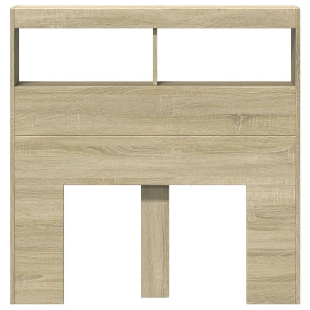 Headboard Cabinet Storage with RGB LED Lights 100 cm Brown