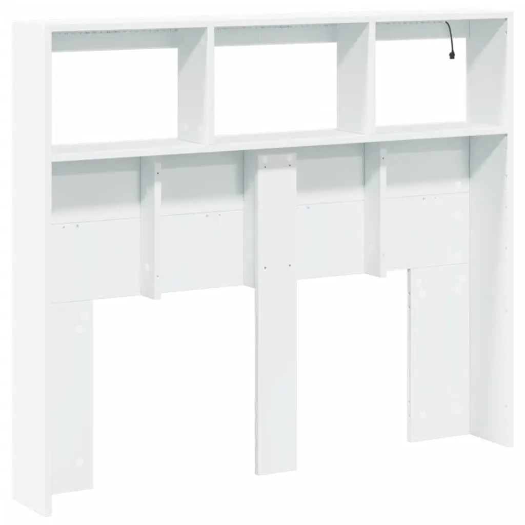 Headboard Cabinet RGB LED Lights Storage 120cm White Modern