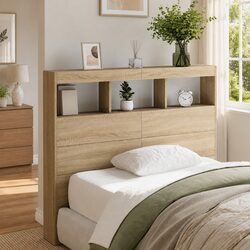 Headboard Cabinet with RGB LED Lights Brown Engineered Wood 120 cm Storage