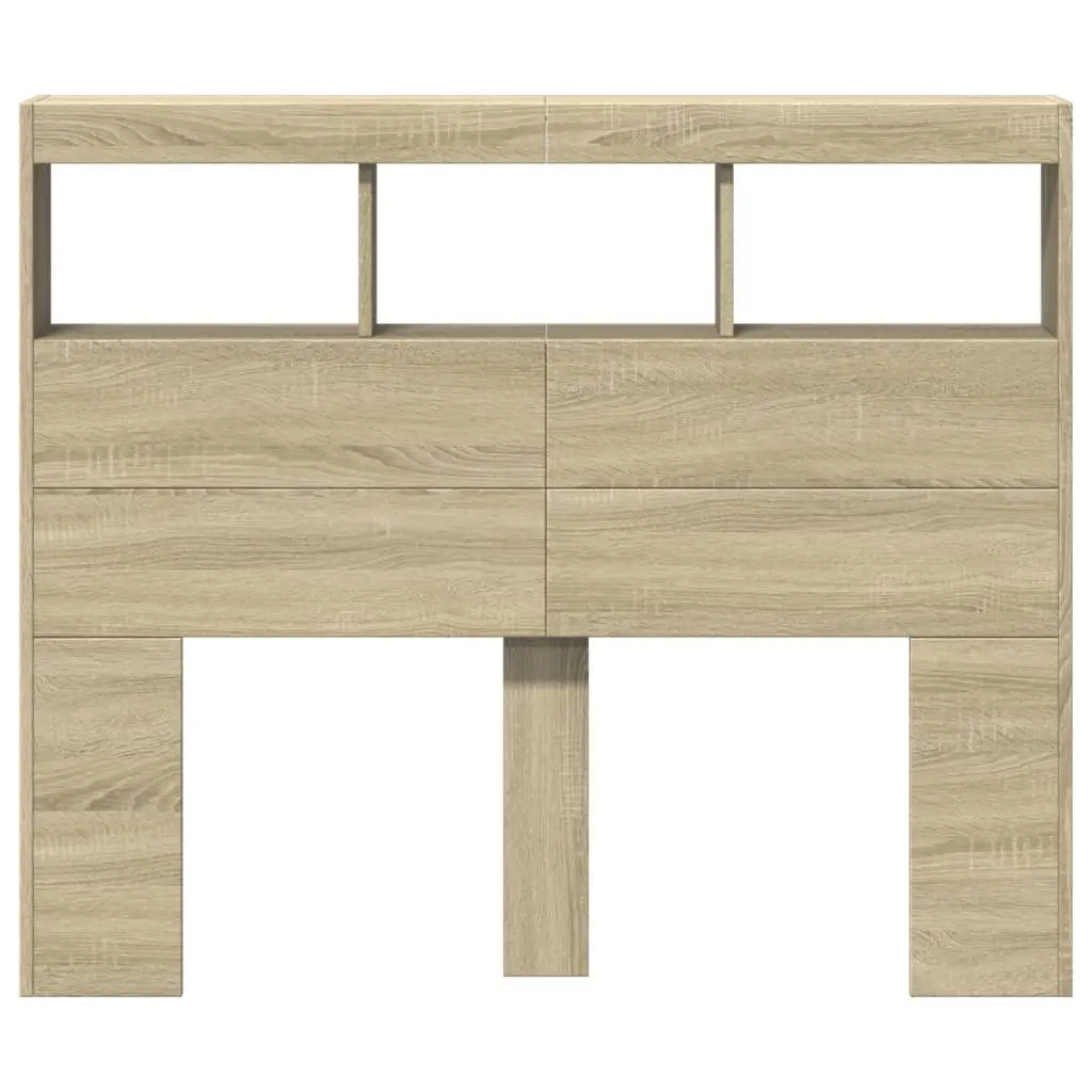 Headboard Cabinet with RGB LED Lights Brown Engineered Wood 120 cm Storage