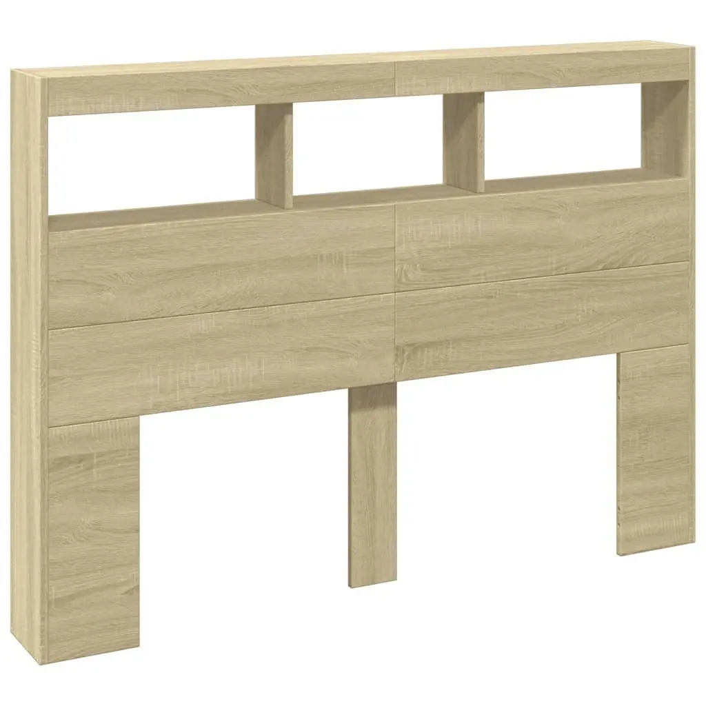 Headboard Cabinet Storage with RGB LED Lights 140cm Sonoma Oak