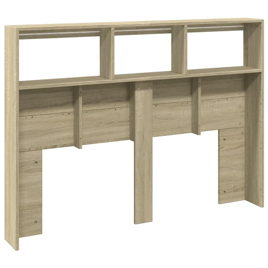 Headboard Cabinet Storage with RGB LED Lights 140cm Sonoma Oak