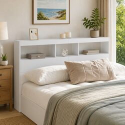 Reassuringly Practical Headboard Cabinet with LED Lights