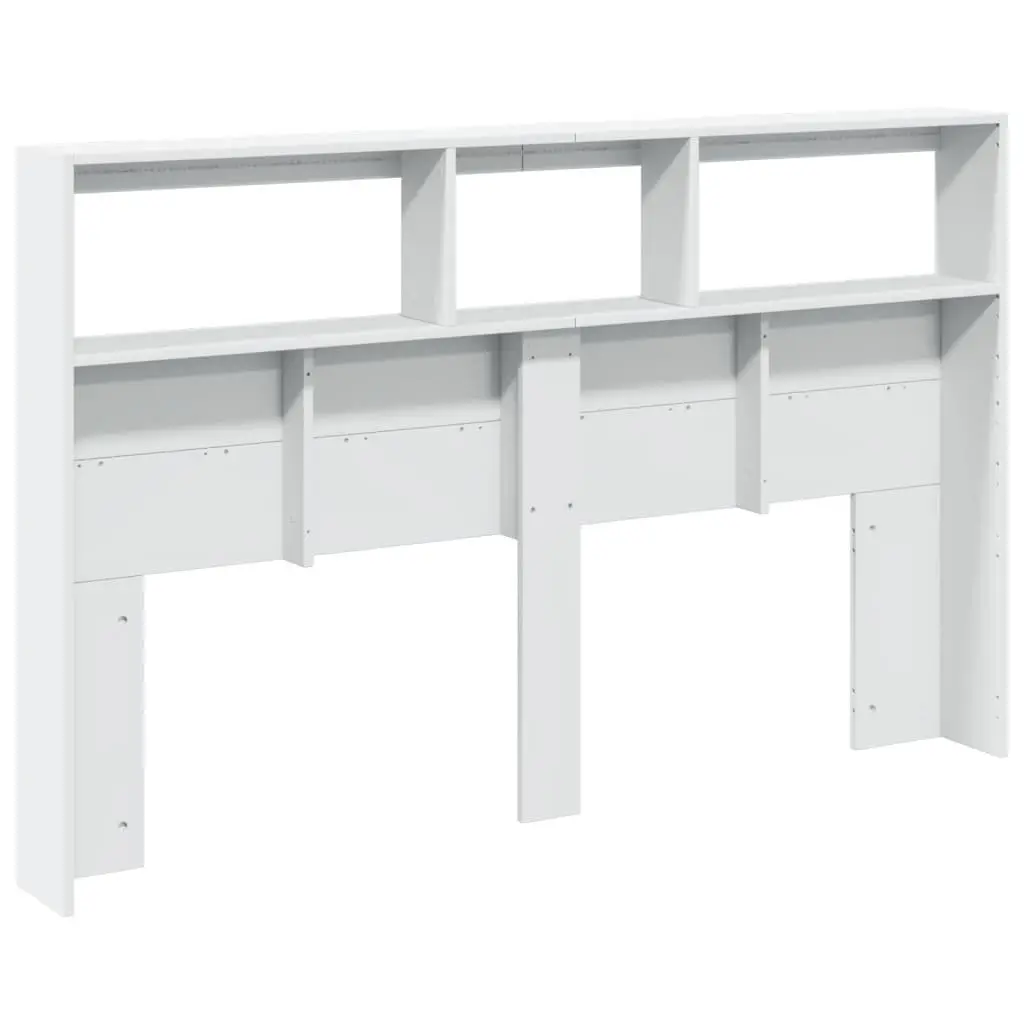 Headboard Cabinet with LED Lights White 160x17x102 cm Bedroom Storage