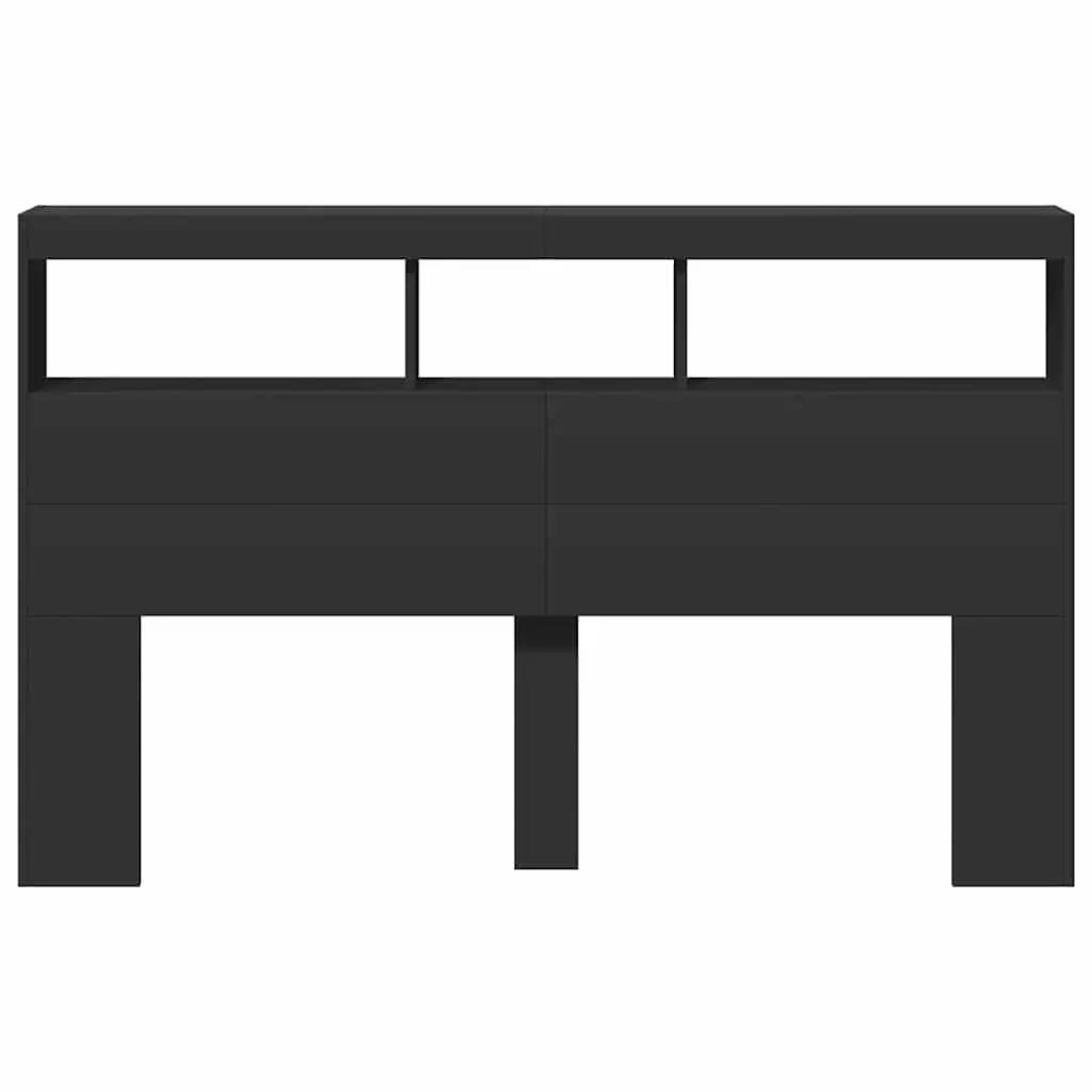 LED Headboard Cabinet Storage Black Modern Bedroom Bedside Headrest Design