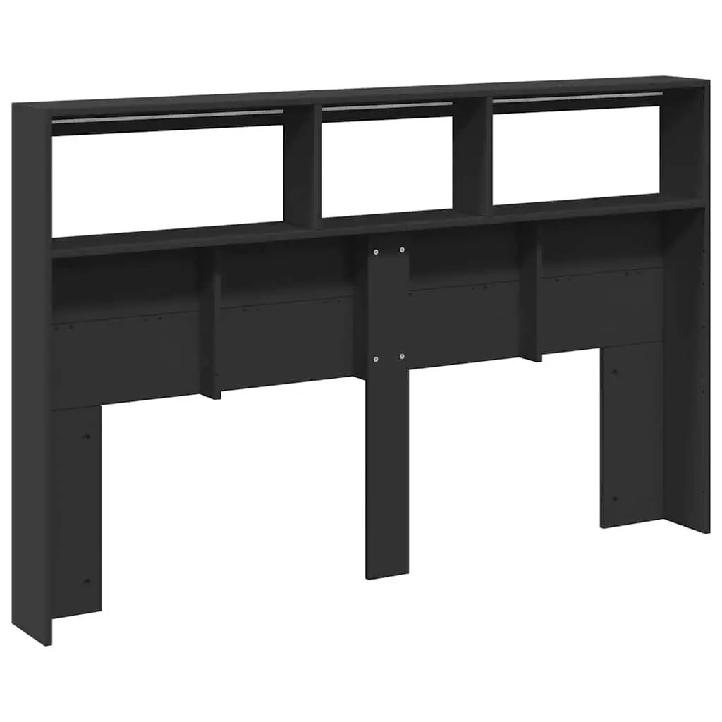 LED Headboard Cabinet Storage Black Modern Bedroom Bedside Headrest Design