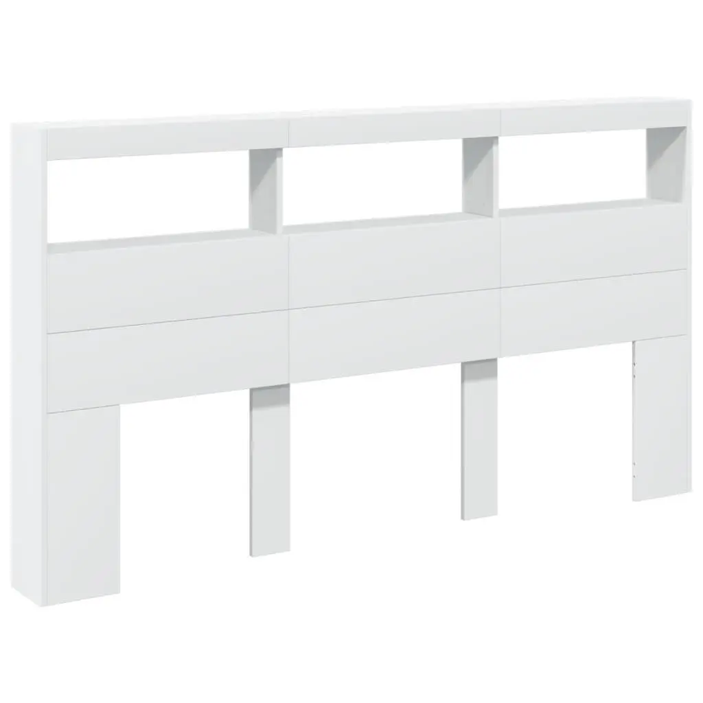Headboard Cabinet with RGB LED Lights White 180cm Bedroom Storage Display