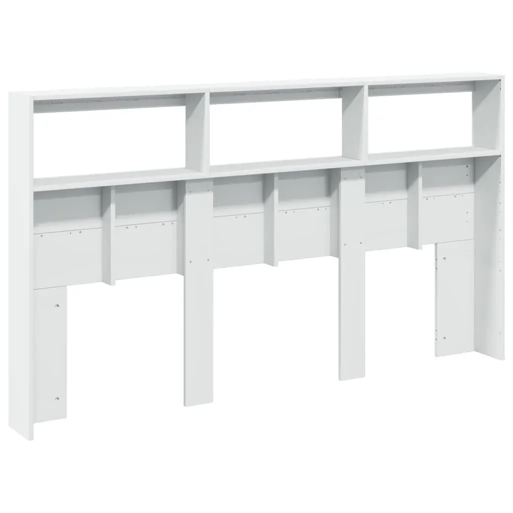Headboard Cabinet with RGB LED Lights White 180cm Bedroom Storage Display