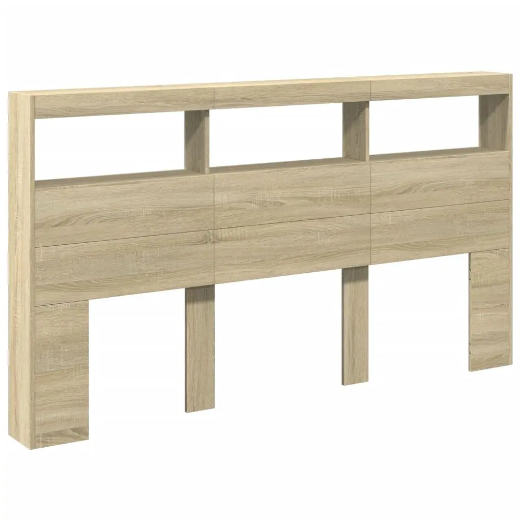Headboard Cabinet with RGB LED Lights Brown Engineered Wood Bedroom Storage
