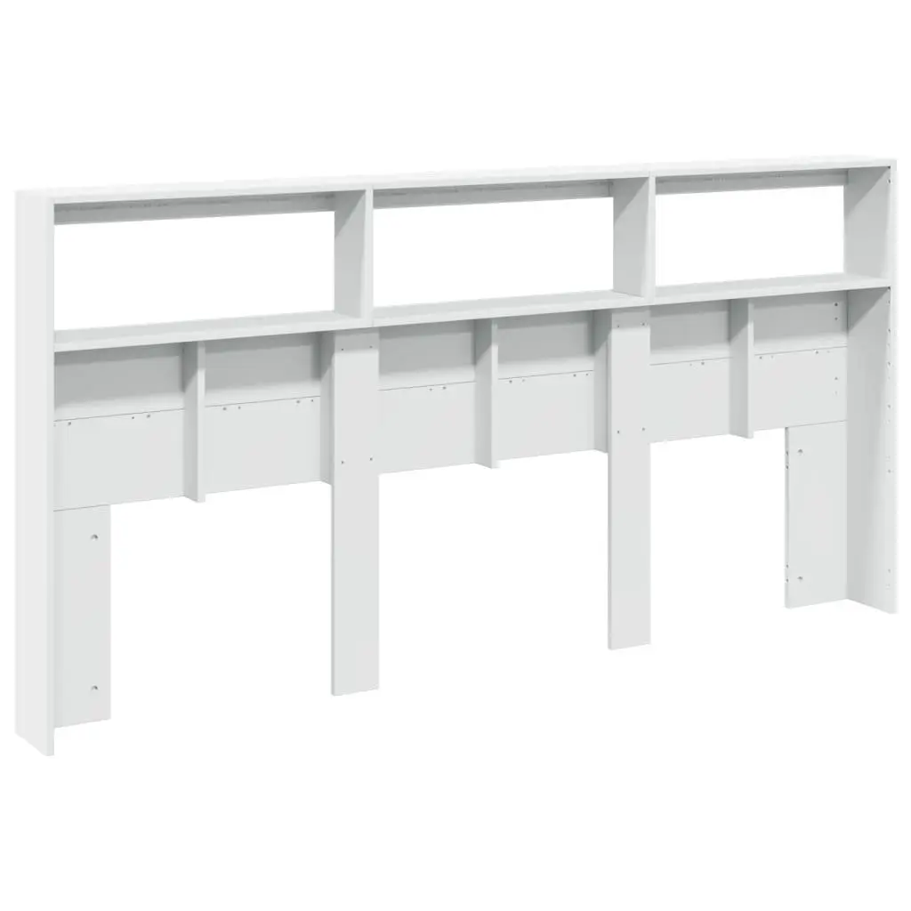 Headboard Cabinet RGB LED Lights 200cm White Storage Furniture