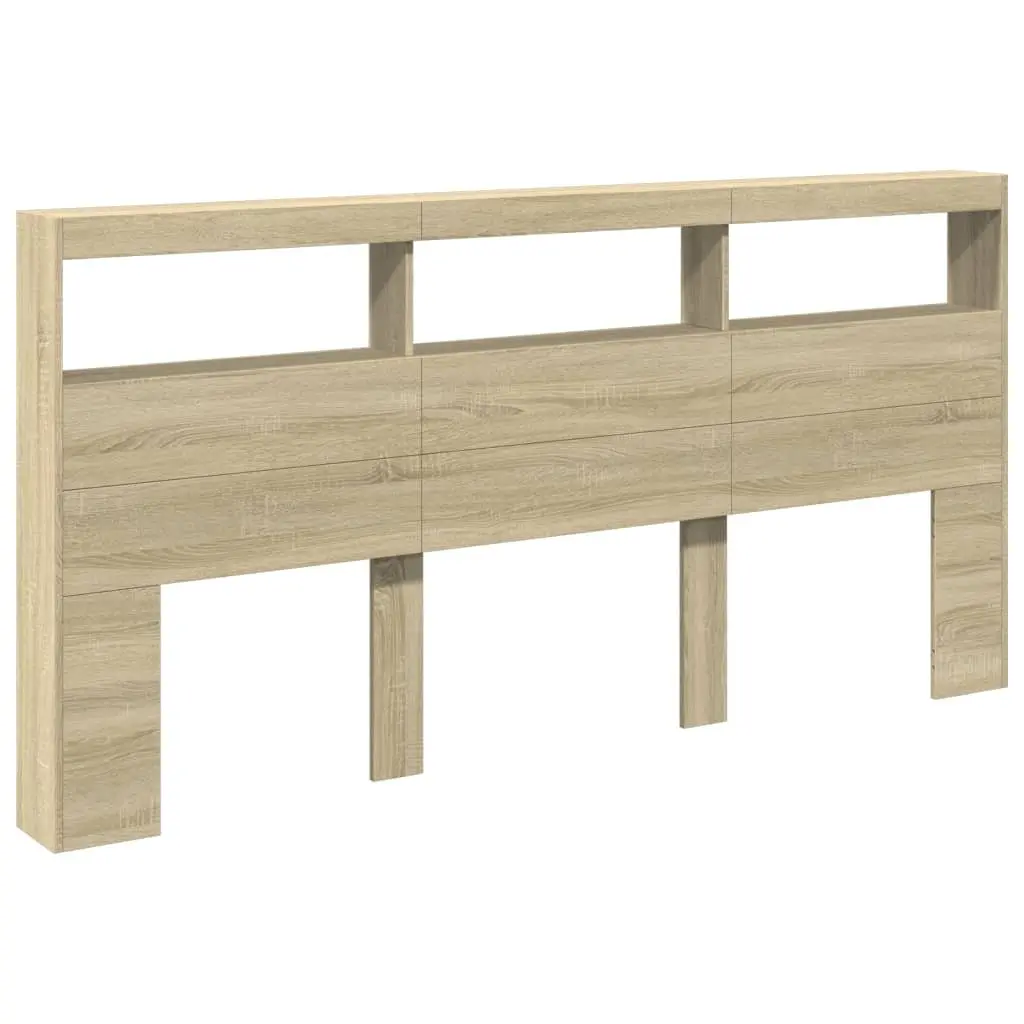 Headboard Cabinet RGB LED Lights 200cm Brown Engineered Wood