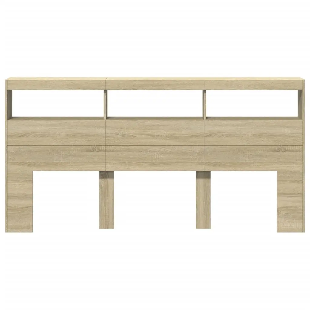 Headboard Cabinet RGB LED Lights 200cm Brown Engineered Wood