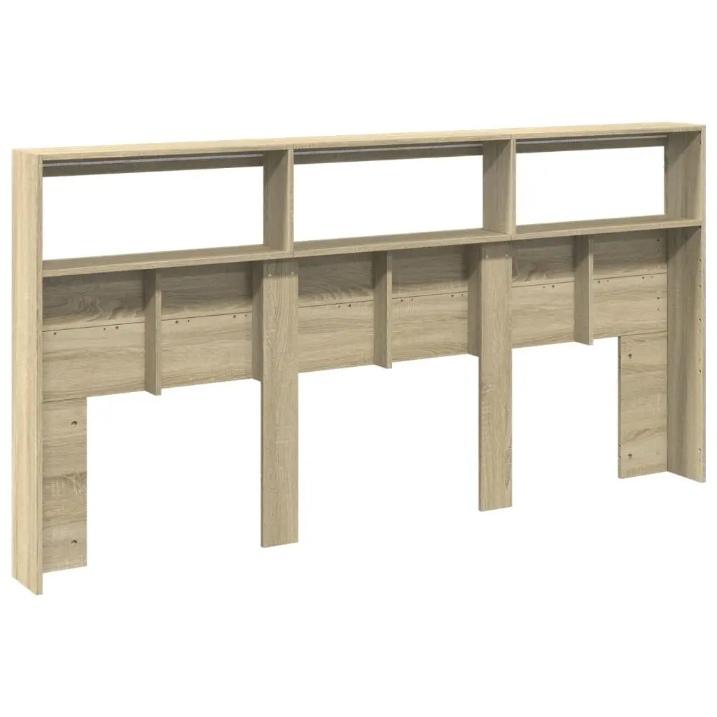 Headboard Cabinet RGB LED Lights 200cm Brown Engineered Wood