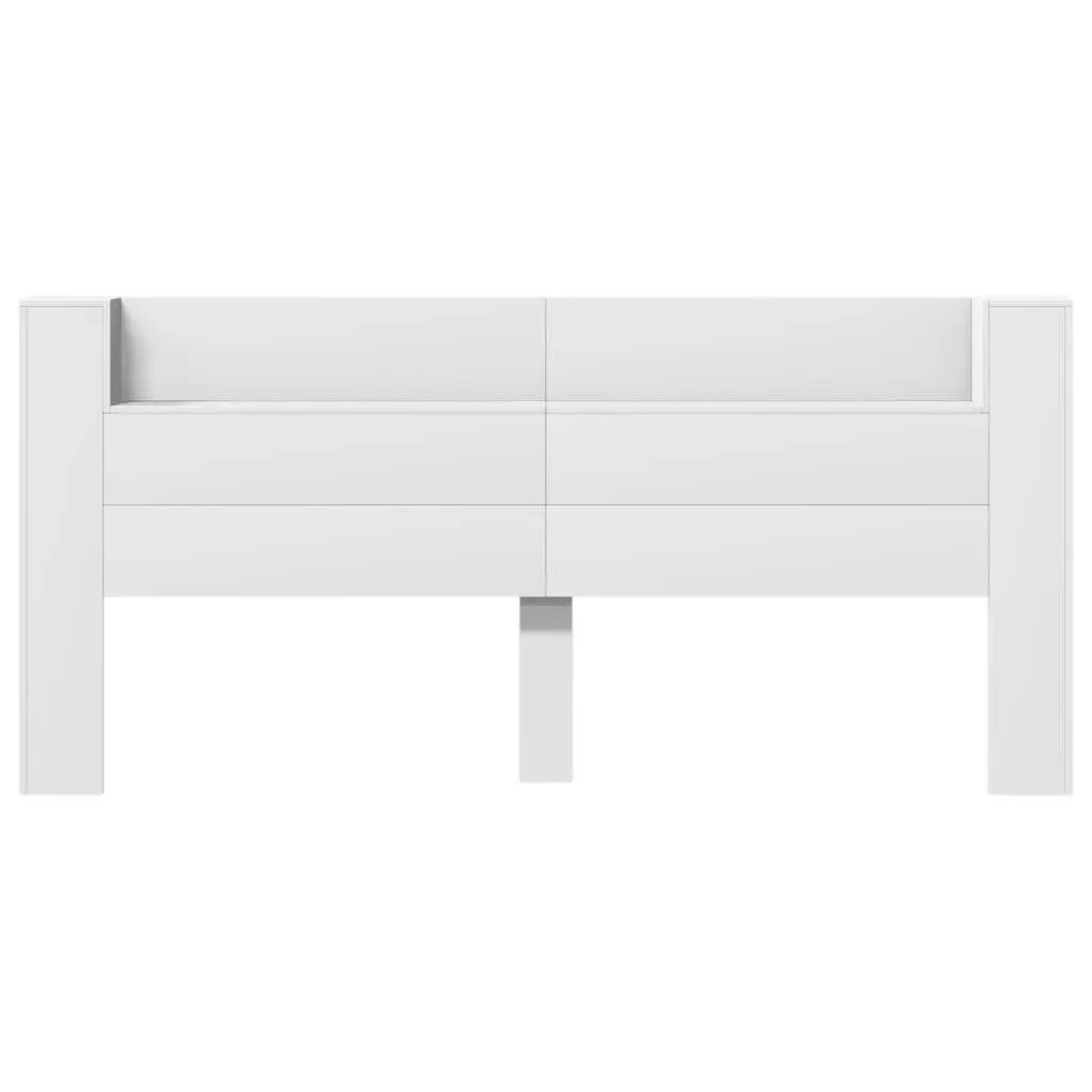 Headboard Cabinet with RGB LED Lights White 220cm Bedroom Storage Shelf