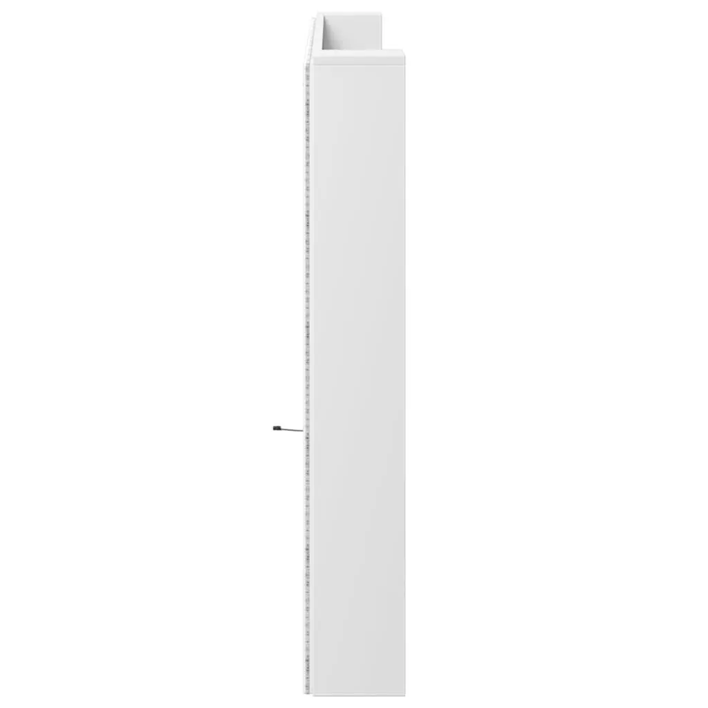 Headboard Cabinet with RGB LED Lights White 220cm Bedroom Storage Shelf