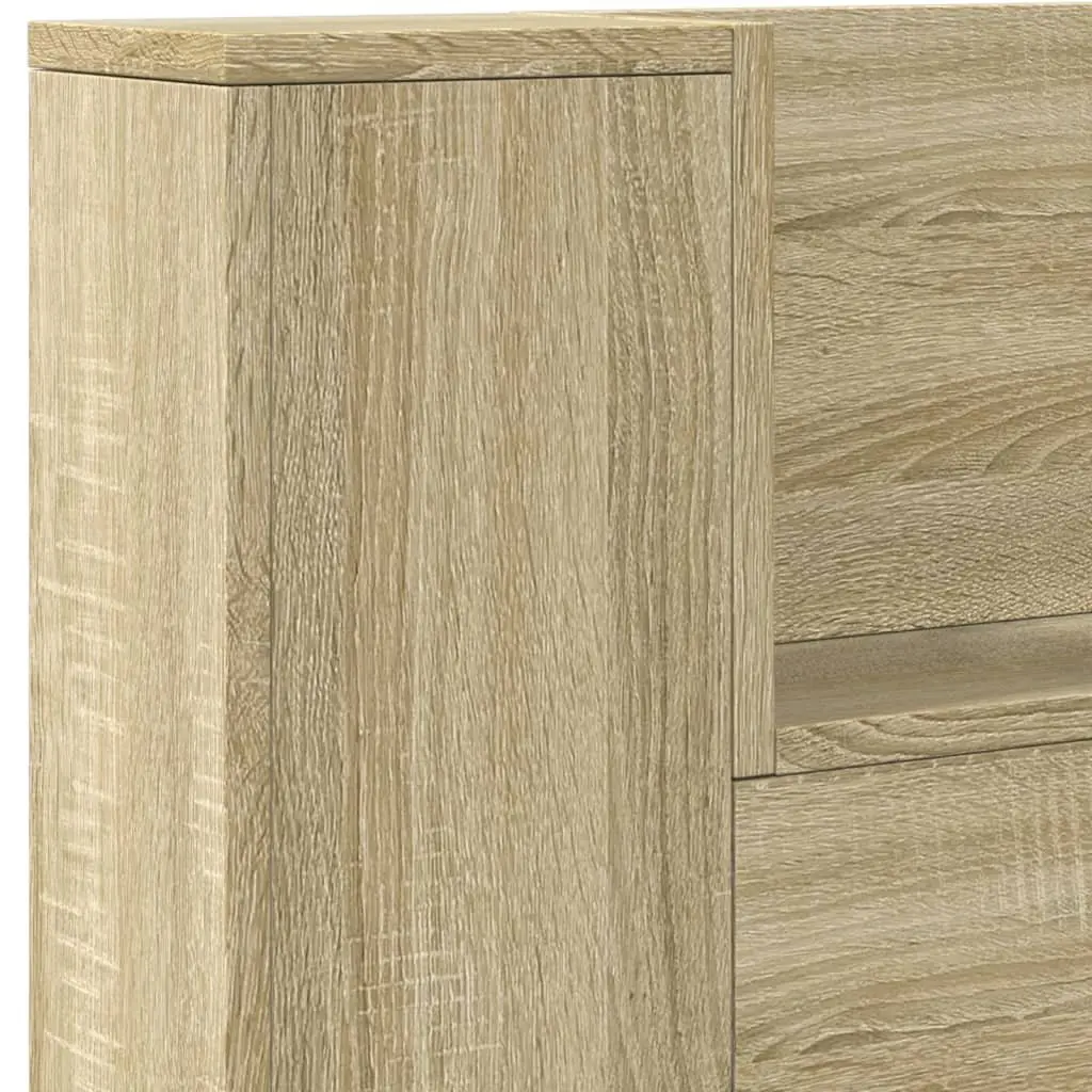 Headboard Cabinet RGB LED Lights Open Shelf Storage 220x16.5x103.5cm Brown Engineered Wood