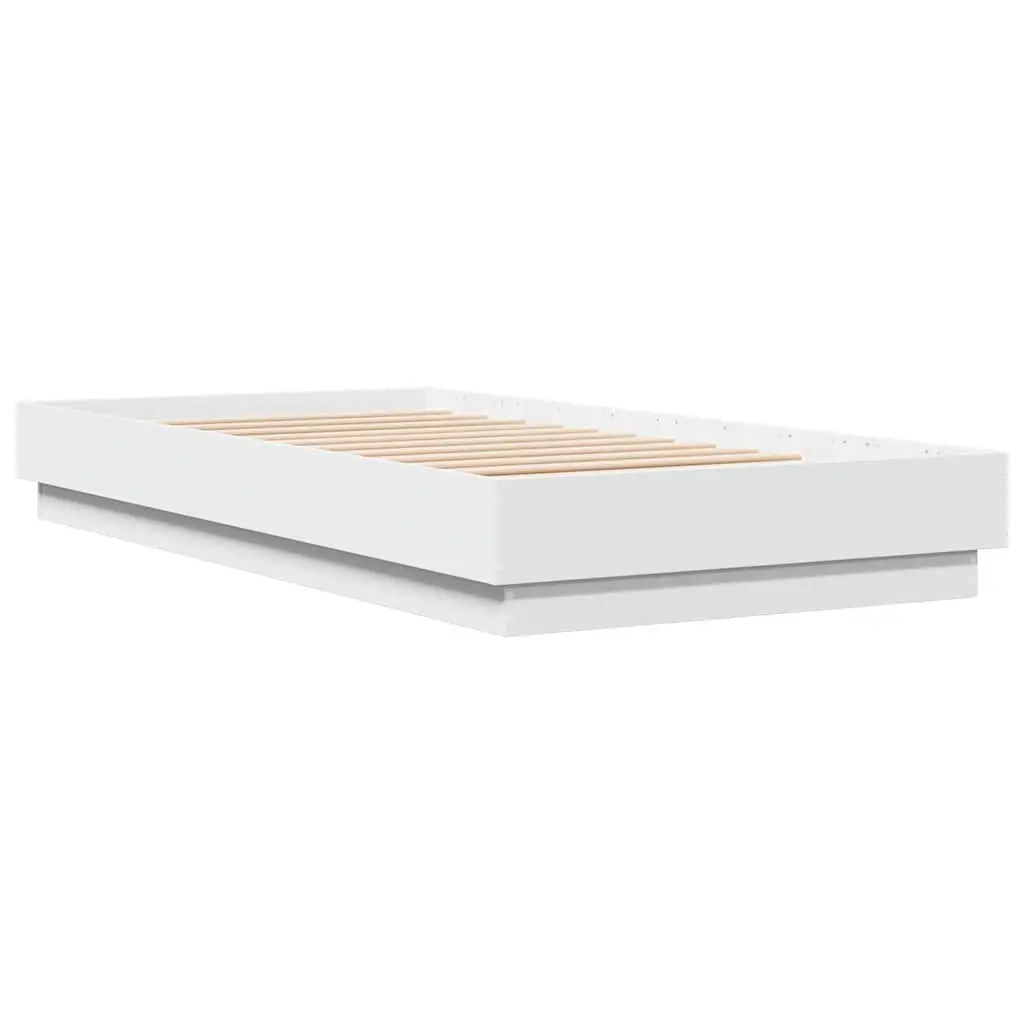 Bed Frame White 90x190 cm Engineered Wood Slatted Base Bedroom Furniture